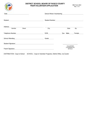 Pasco County Schools Volunteer Application